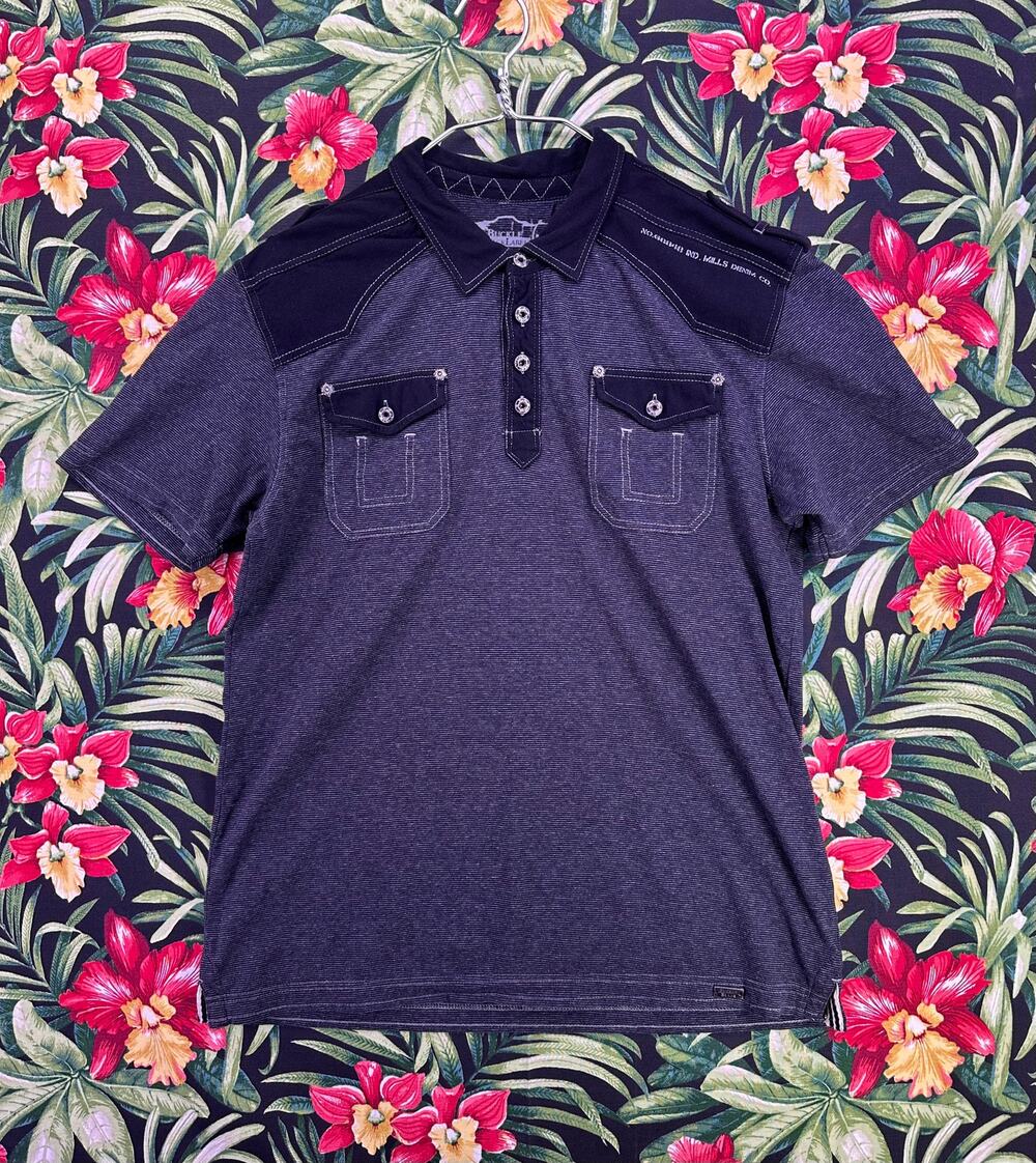 Buckle Black Label  Black White Polo Metal Buttons Size XL